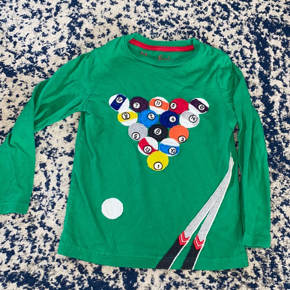 Mini boden long sleeve 5-6 pool appliqué shirt guc